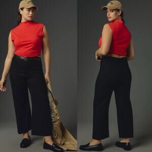 Anthropologie Maeve The Colette Magic Fabric Crop Wide-Leg Pants Black Sz 31